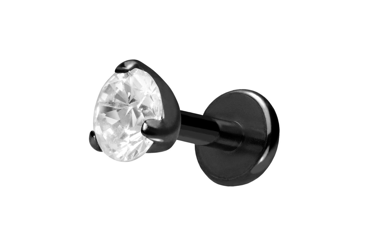 Titan Labret Piercing mit Push Fit EINGEFASSTER KRISTALL